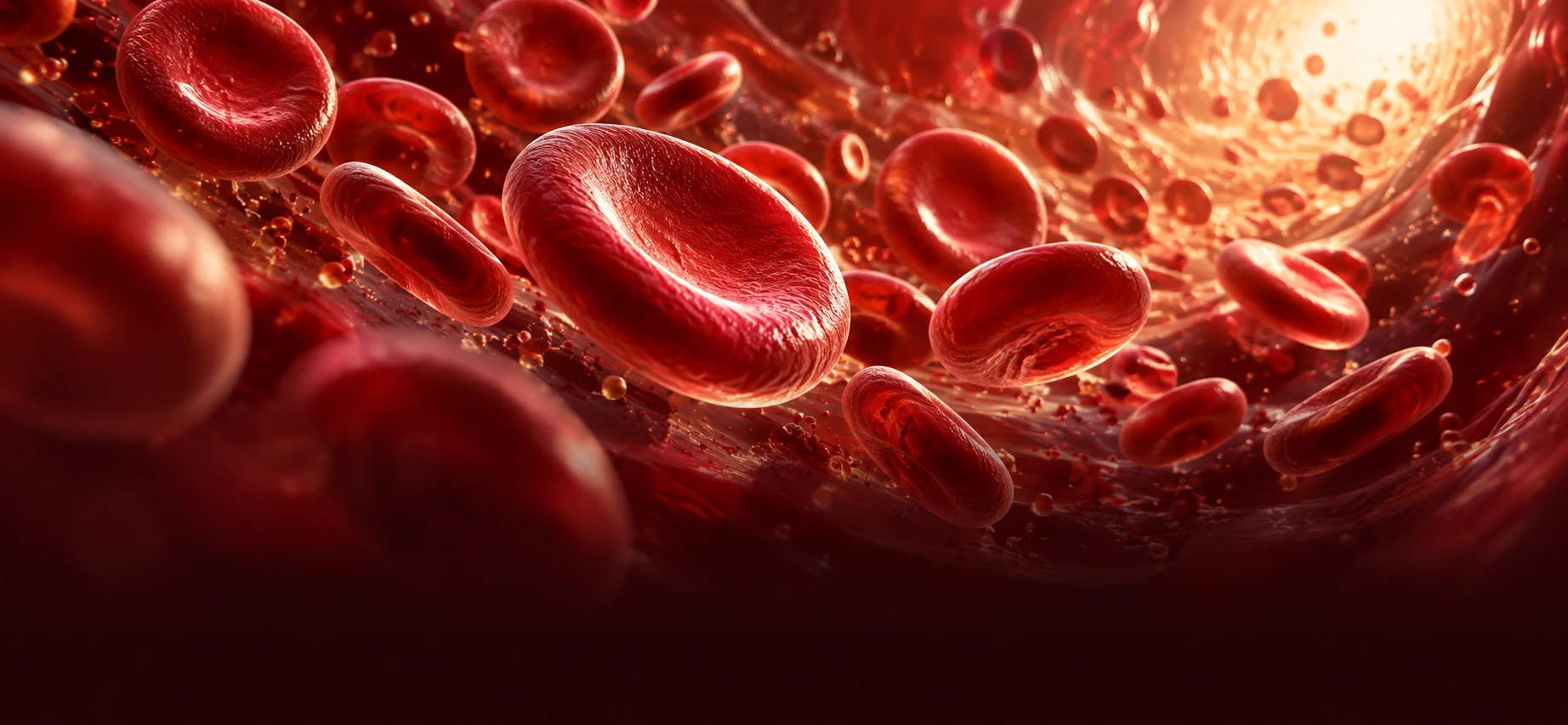 Red blood cells flowing through a blood vessel